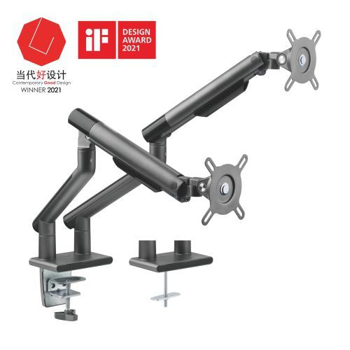 Brateck Dual Monitor Premium Slim Aluminum Spring-Assisted Monitor Arm Fix Most 17'-32' Monitor Up to 9kg per screen VESA 75x75/100x100 (Space Grey) Brateck Dual Monitor Premium Slim Aluminum Spring-Assisted Monitor Arm Fix Most 17'-32' Monitor Up to 9kg per screen VESA 75x75/100x100 (Space Grey)